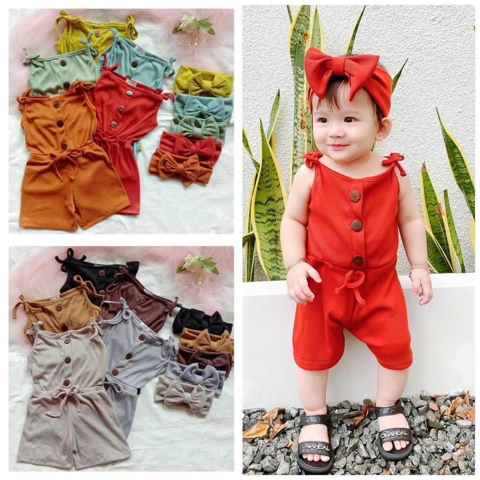 Jual baju jumpsuit romper anak bayi perempuan cewek + headband / lb221 ...