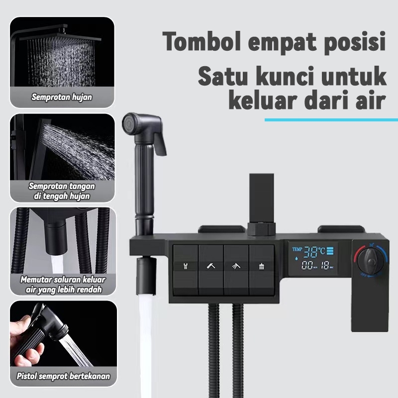 Jual 4 in1 Shower Set Brass Luxury LED Hot/Cold Keran Shower Dinding ...