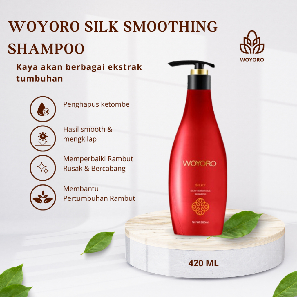 SHAMPOO WOYORO SMOOTH With Hydrolyzed Silk Keratin - SHAMPO KHUSUS SETELAH PELURUSAN Rambut Lembut 48 Jam 420 ML