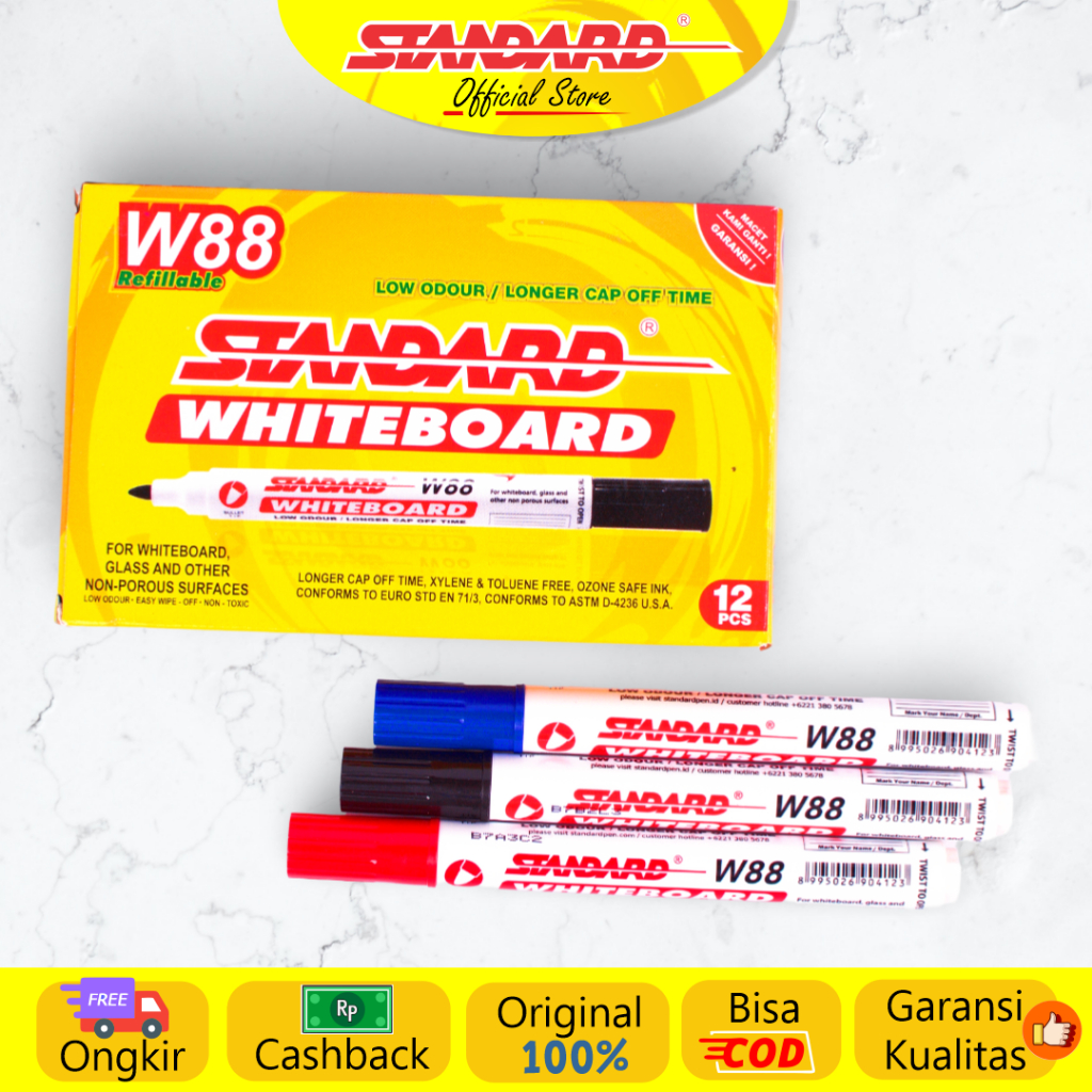 Standard - W88 Whiteboard Marker Warna Pink, Green, Violet @2 pcs ( Spidol yg bisa dihapus ) (5)