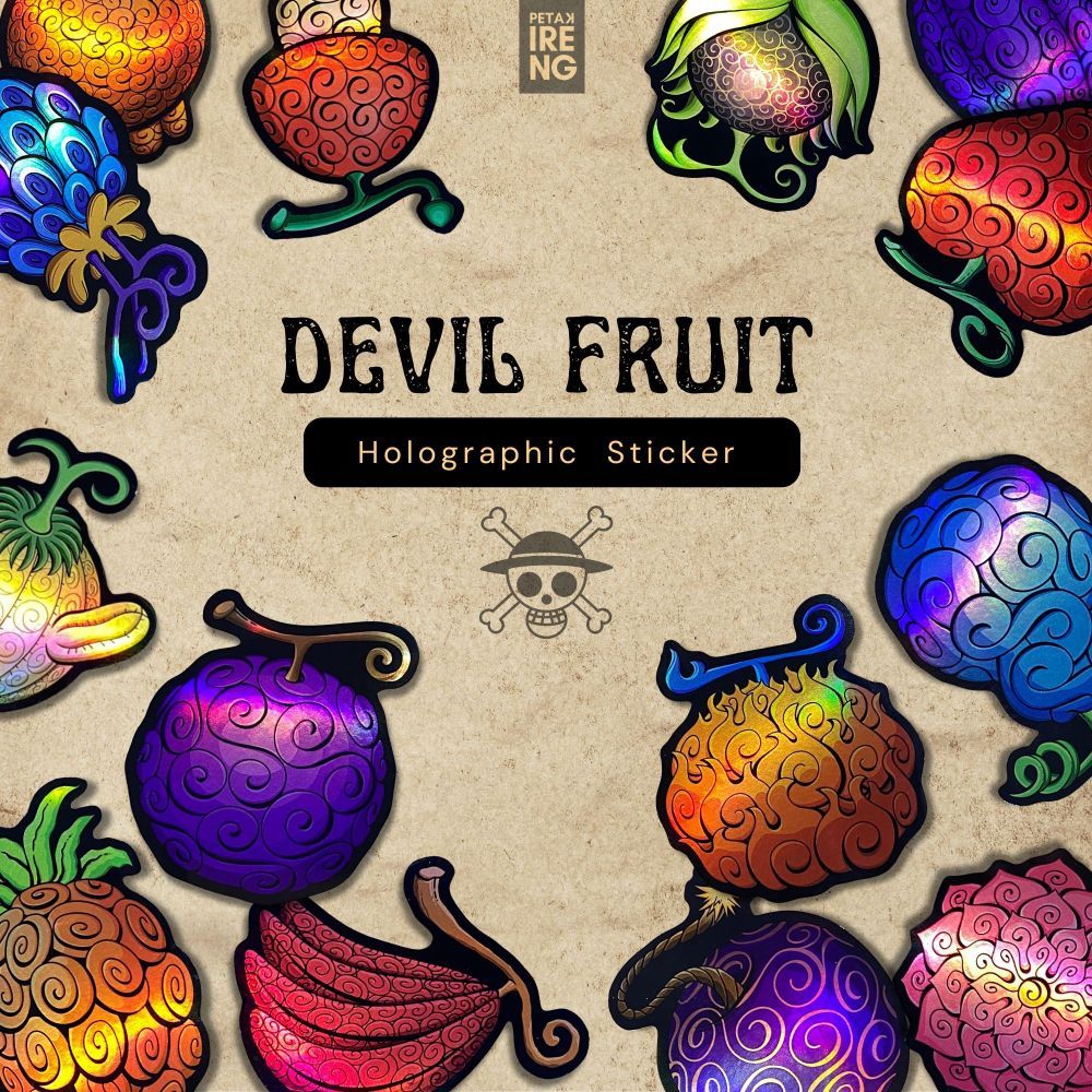 Jual PETAK IRENG Devil Fruit Hologram Sticker Die Cut / Stiker Satuan ...