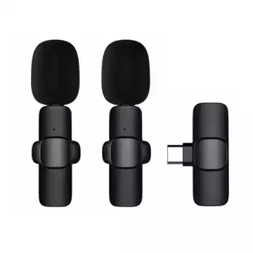 Microphone Nirkabel Mic Clip On Wireless Portabel Usb Type C Micro Lightning Ios Adapter