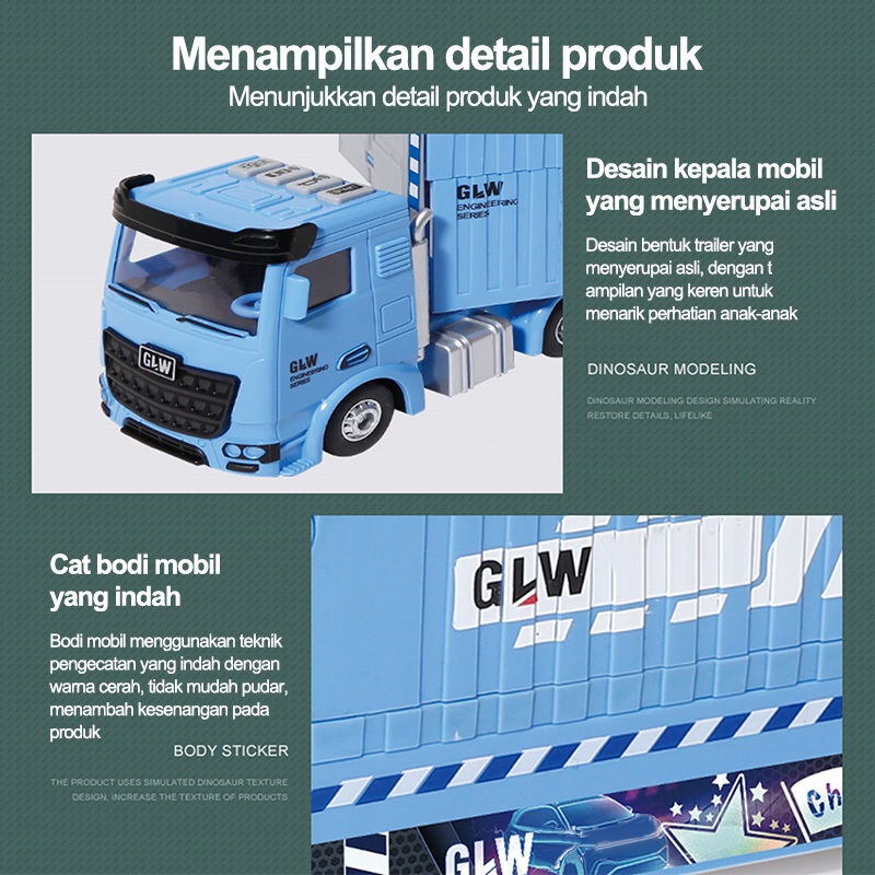 Jual Mobil Truk Container Mainan Hauler Truk dengan Lintasan Balap ...