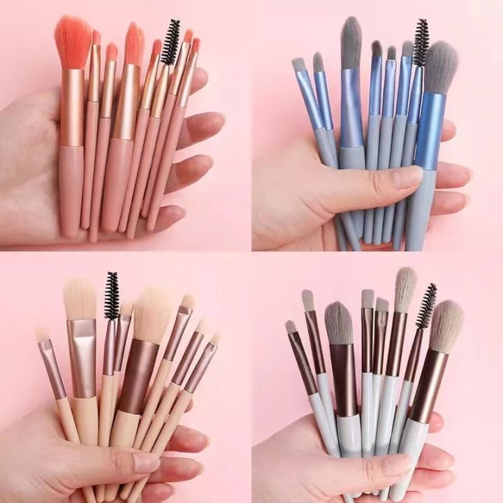 Make Up Brush Set 8in1 Warna Pastel Pouch Kuas Mini Travel Pack Isi 8pcs - Af - foto 2
