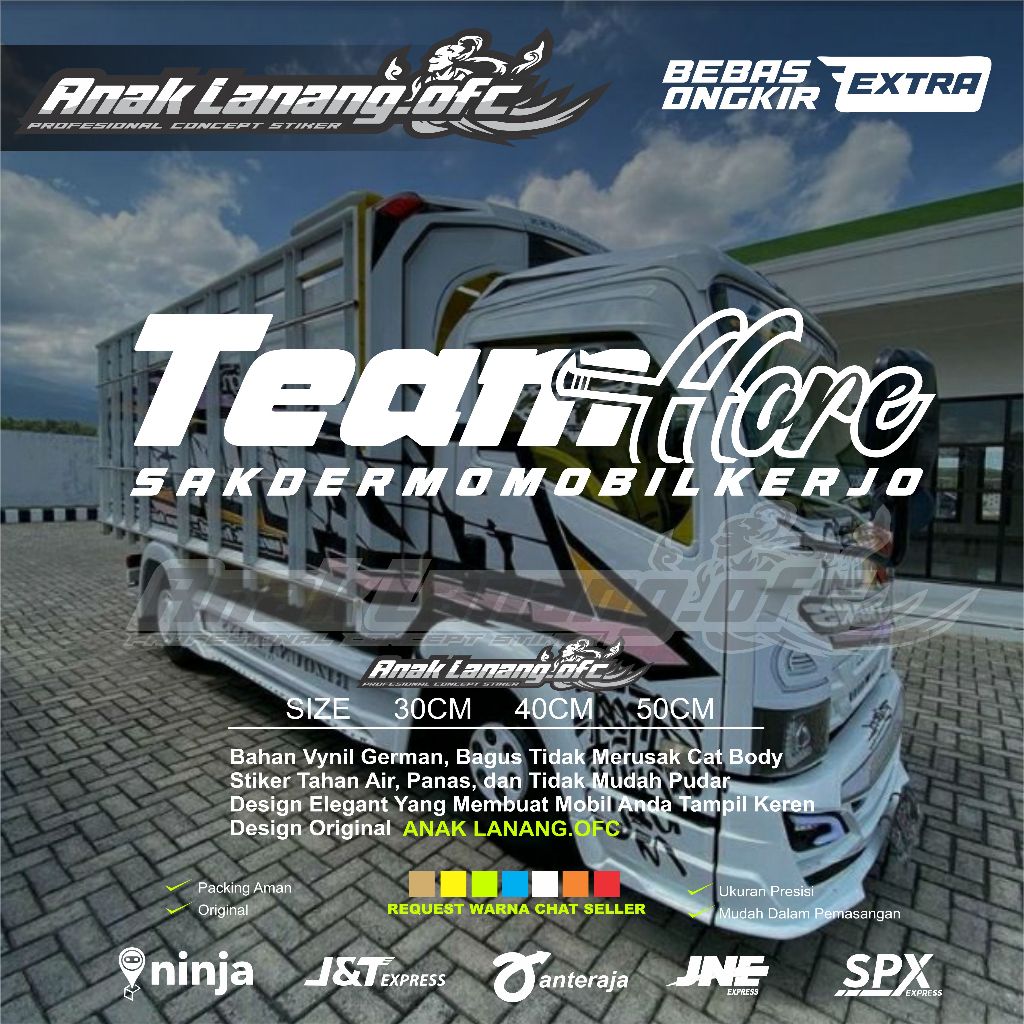 Jual Stiker kaca truk pickup team hore cutting stiker kaca truk pickup ...