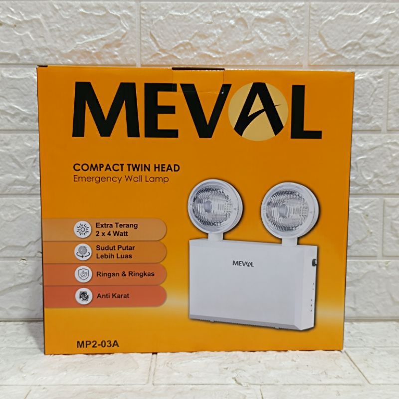 Jual MEVAL MP02-03A LAMPU EMERGENCY TWIN HEAD COMPACT EMERGENCY LAMP ...