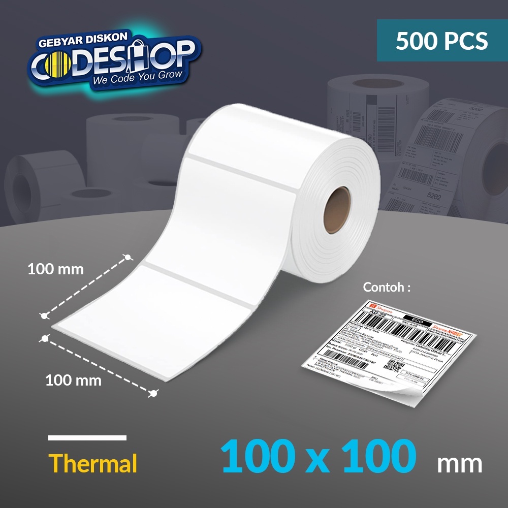 Jual Codeshop Kertas Label Thermal 100x100 / 100 x 100 mm 1 Line Stiker ...