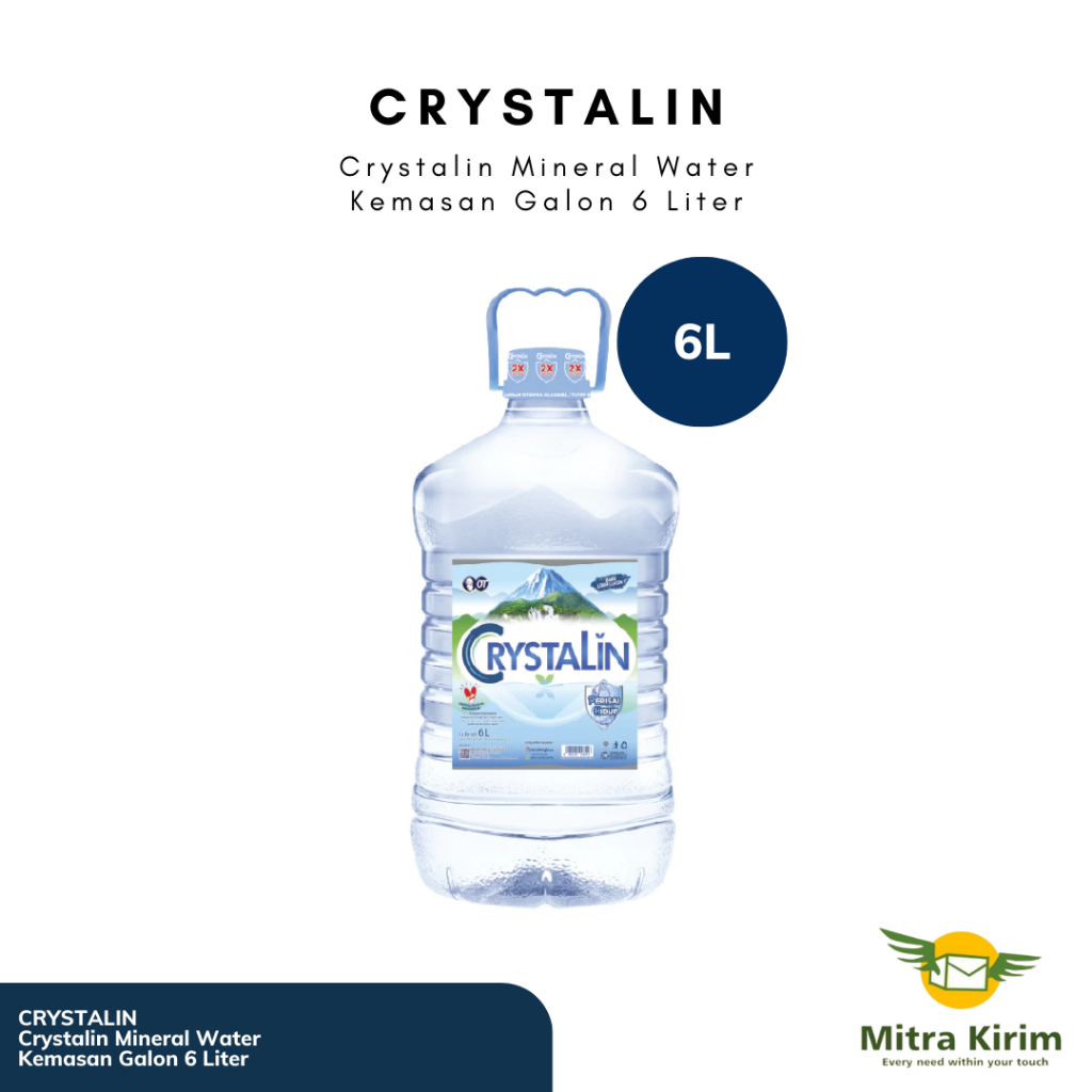 Jual Crystalin Air Mineral Kemasan 6 Liter - Per Galon 6 Liter | Shopee ...