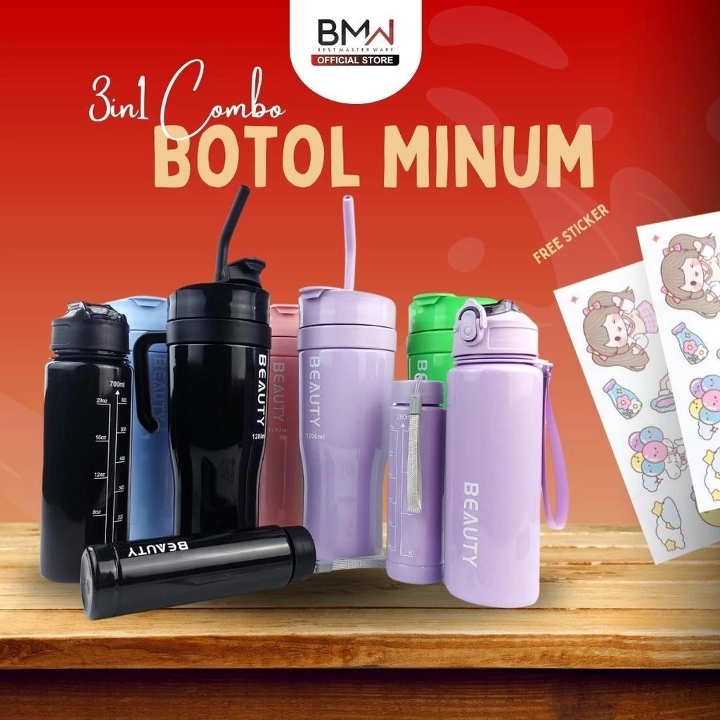 Jual botol minum beranak beauty 1,200ml + 700ml + 200ml bahan tebal ...