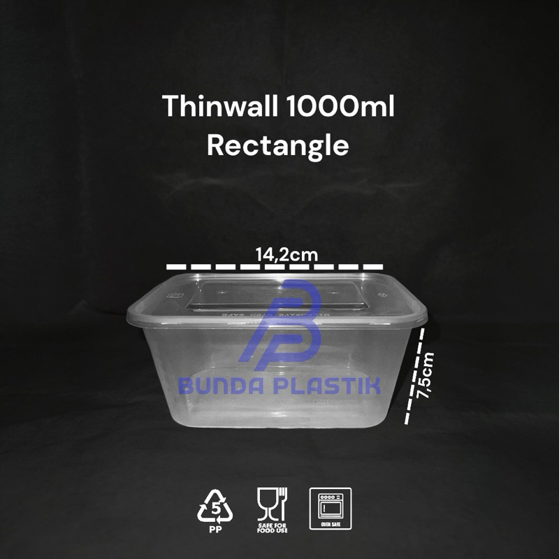 Jual Thinwall DM 1000ml Rectangle / RECT | Shopee Indonesia