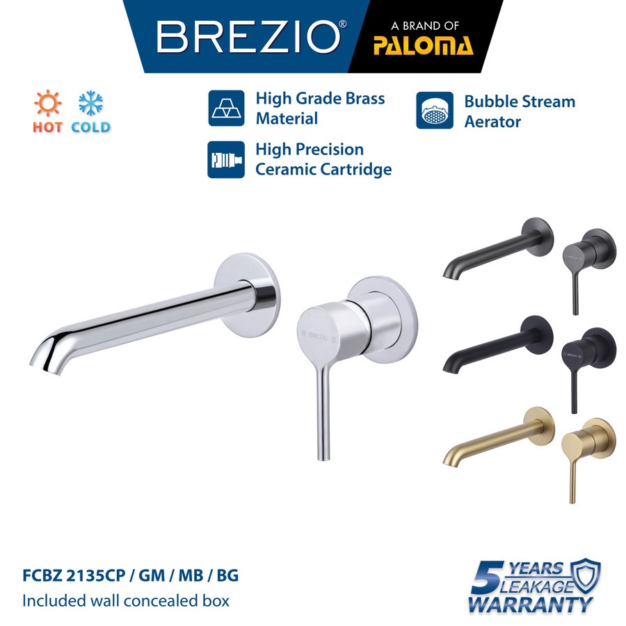 Jual Brezio Fcbz Cp Keran Wastafel Tanam Concealed Cuci Tangan Kran Air Panas Dingin Dinding