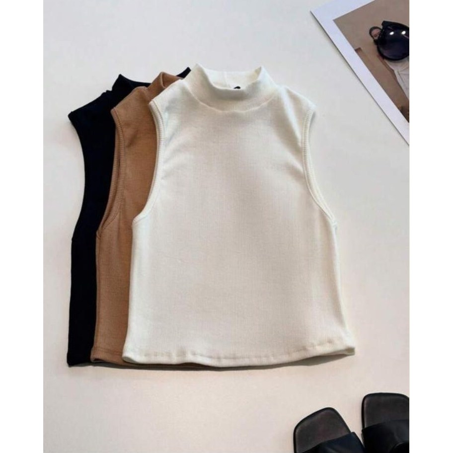 Jual Inner Tanpa Lengan Turtleneck - Sleeveless Inner rip knit | Shopee ...
