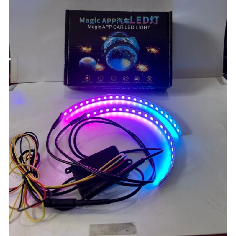 Jual LED Devil Eye Demon 360 WRGB APP Welcome + RGB Matrix Mobil Motor ...