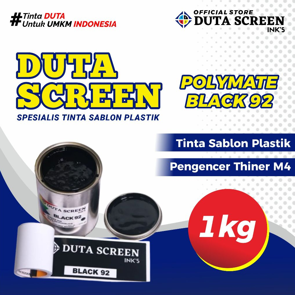 Jual Duta Screen Ink Tinta Sablon Polymate Black 92 Hitam 92 1kg ...