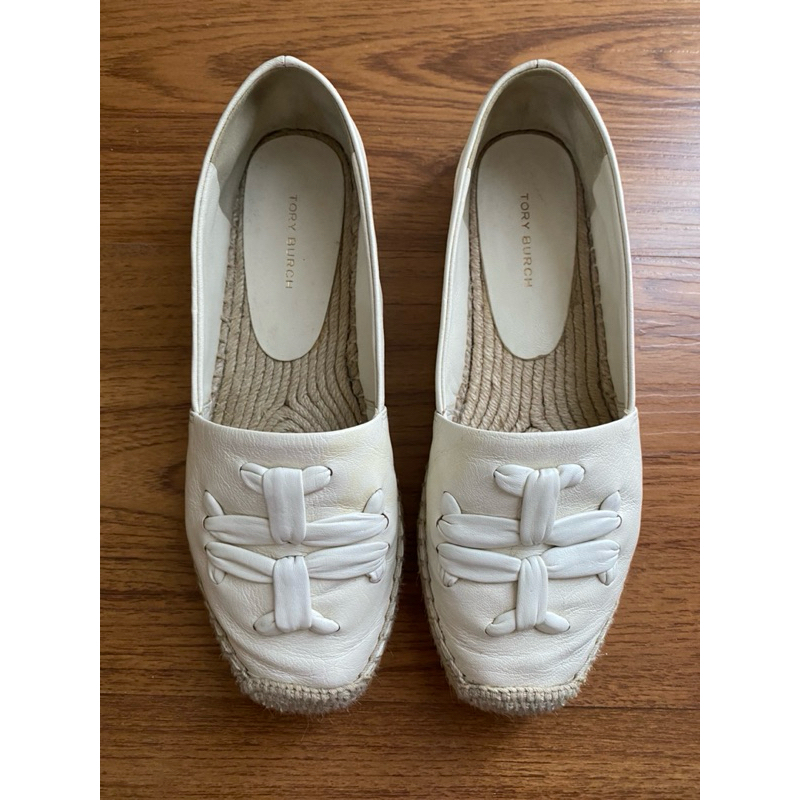 Jual (preloved) TB espadrille leather cream white (women shoes