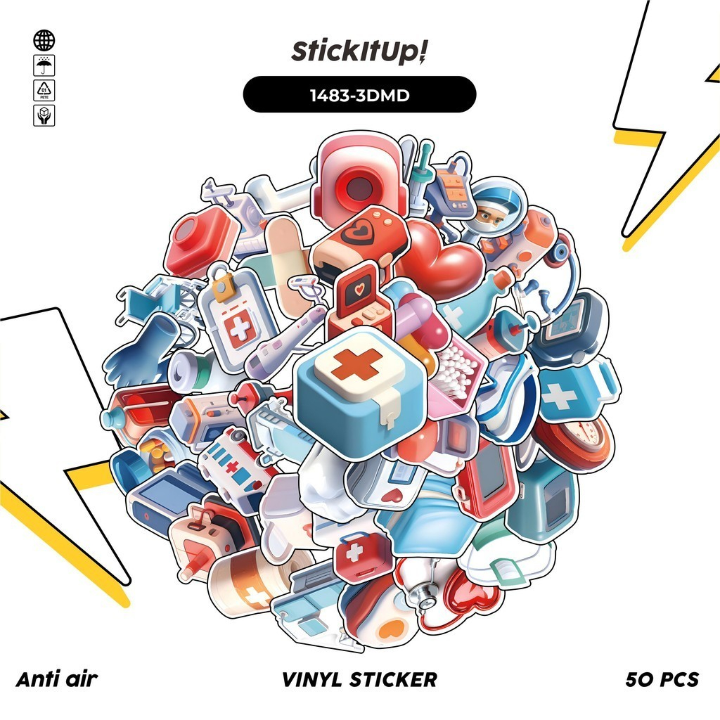 Jual COD 100 Pcs Stiker Pack 3D Medical Device / Perangkat Medis Lucu ...