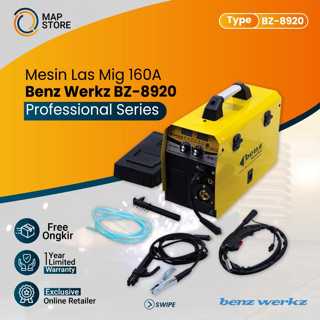 Jual Mesin Las Mig 160A Mag Tig Argon Benz 2in1 Tanpa Gas CO2 5KG BZ ...