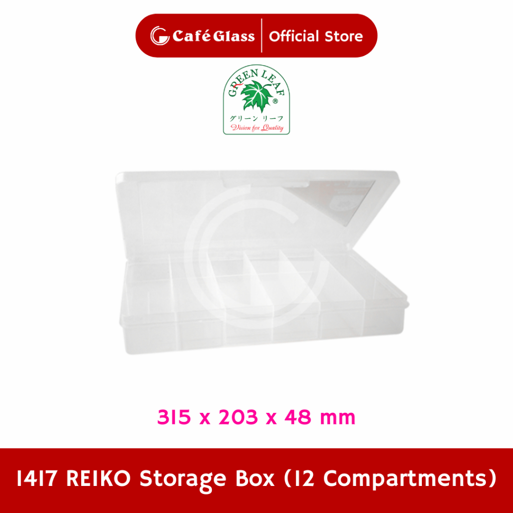Reiko Kotak Perkakas Storage Box Sekat Green Leaf