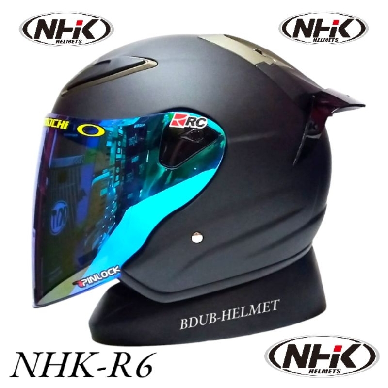 Jual Helm nhk r6 solid Black doff paket ganteng 100% original NHK SNI ...