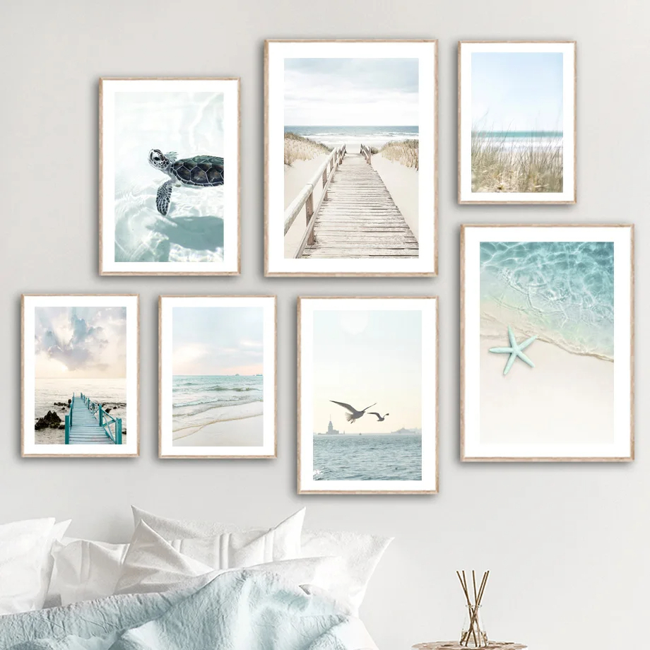 Jual Poster Hiasan Dinding Bintang Laut Camar Rumput Penyu Jembatan ...