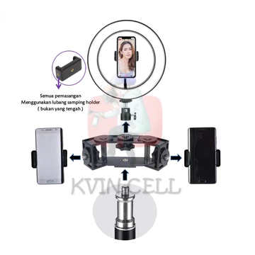 Paket Lampu Ringlight 33cm Live Streaming Dan Tripod 2.1 Meter Gratis Free 3 Holder HP Studio