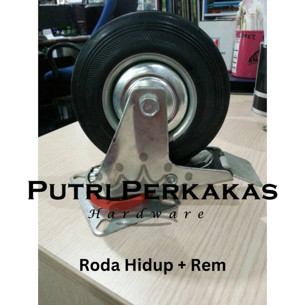 Jual Roda Karet Hidup+Rem | Roda Karet Hidup | Roda Karet Mati | Roda ...