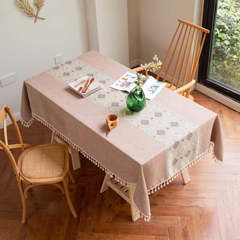 Jual LECARRE Tassel Embroidered Table Cloth / Taplak Meja Makan Tebal ...