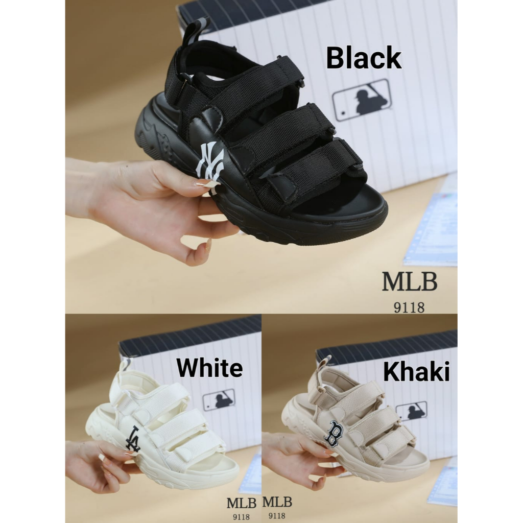 MLB Unisex Double Sandal Jacquard Dia Monogram NY Yankees Black