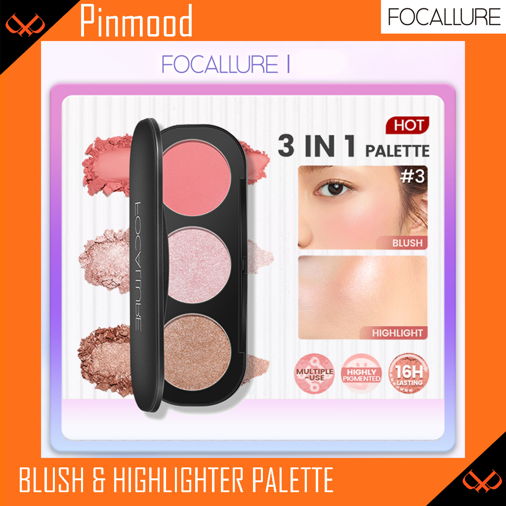 Jual FOCALLURE BLUSH & HIGHLIGHTER PALETTE BLUSH ON HIGHLIGHT