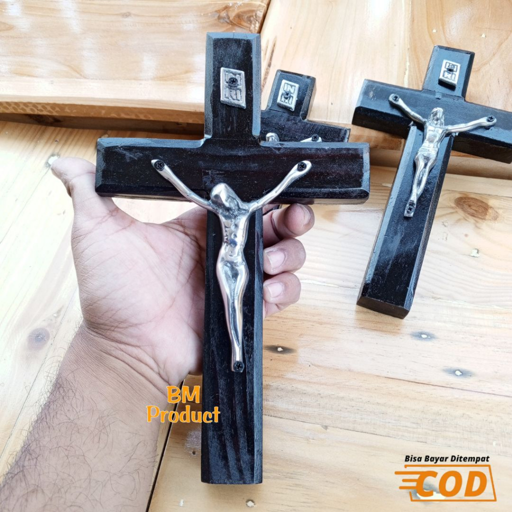 Jual Salib Dinding Patung Yesus INRI Hitam Salib Katolik Salib Dinding ...