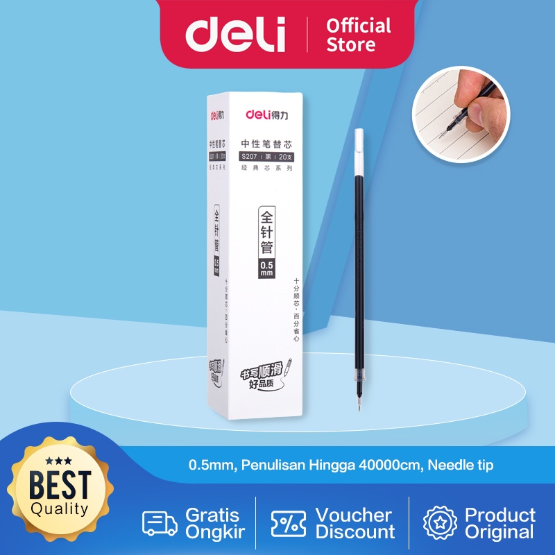 Jual Elber Deli Deli Gel Pen Refill Isi Ulang Pulpen Gel Mm Hitam Biru Merah Panjang