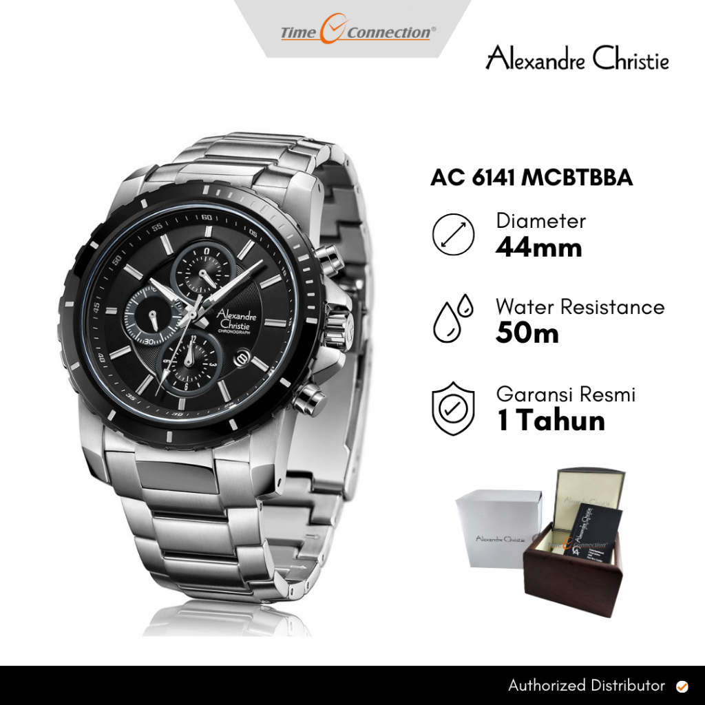 Jual Alexandre Christie AC 6141 MCBTBBA Silver Hitam Original / Jam ...