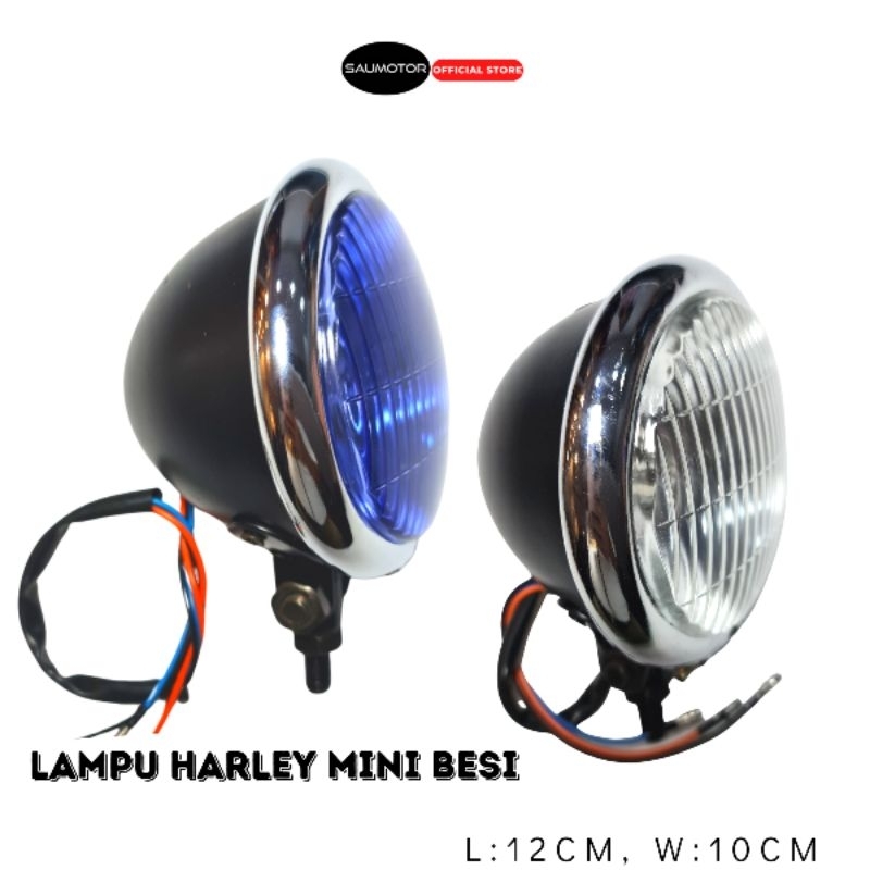 Jual Saumotor Lampu Harley Mini Batok Besi Headlamp C Bulat Shopee Indonesia