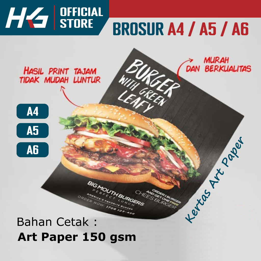 Jual Cetak Brosur Ukuran A4 A5 A6 - Art Paper 1 Sisi / 2 Sisi Full ...