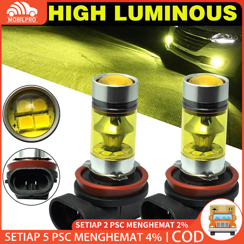 Jual Pcs Lampu Kabut Led H H K W Lm Super Terang Warna Kuning V V Shopee