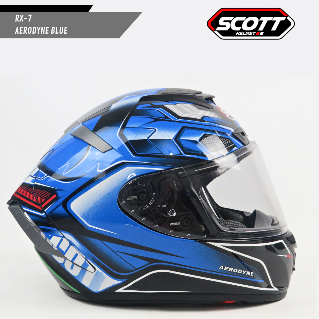 Jual Scott - Helm Full Face Dewasa RX-7 SNI / Aerodyne Blue | Shopee ...