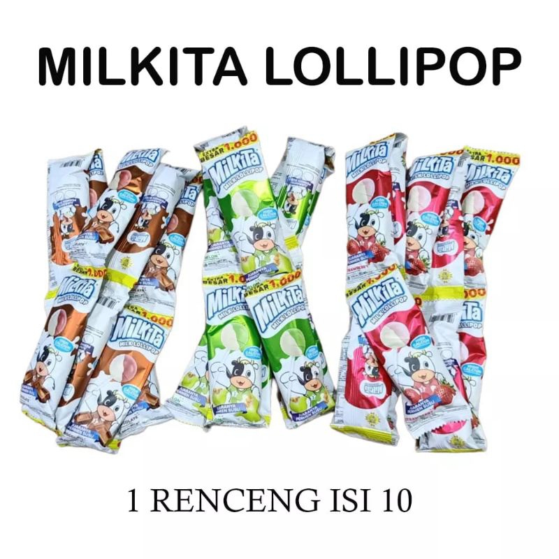 Jual Permen milkita lollipop renceng isi 10 | Shopee Indonesia