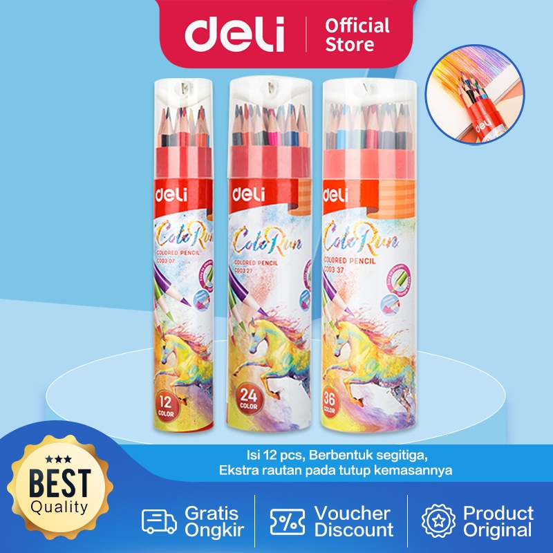 Jual FYGALERYJAKARTA DELI004 Deli Pensil Warna 122436 Warna Dengan