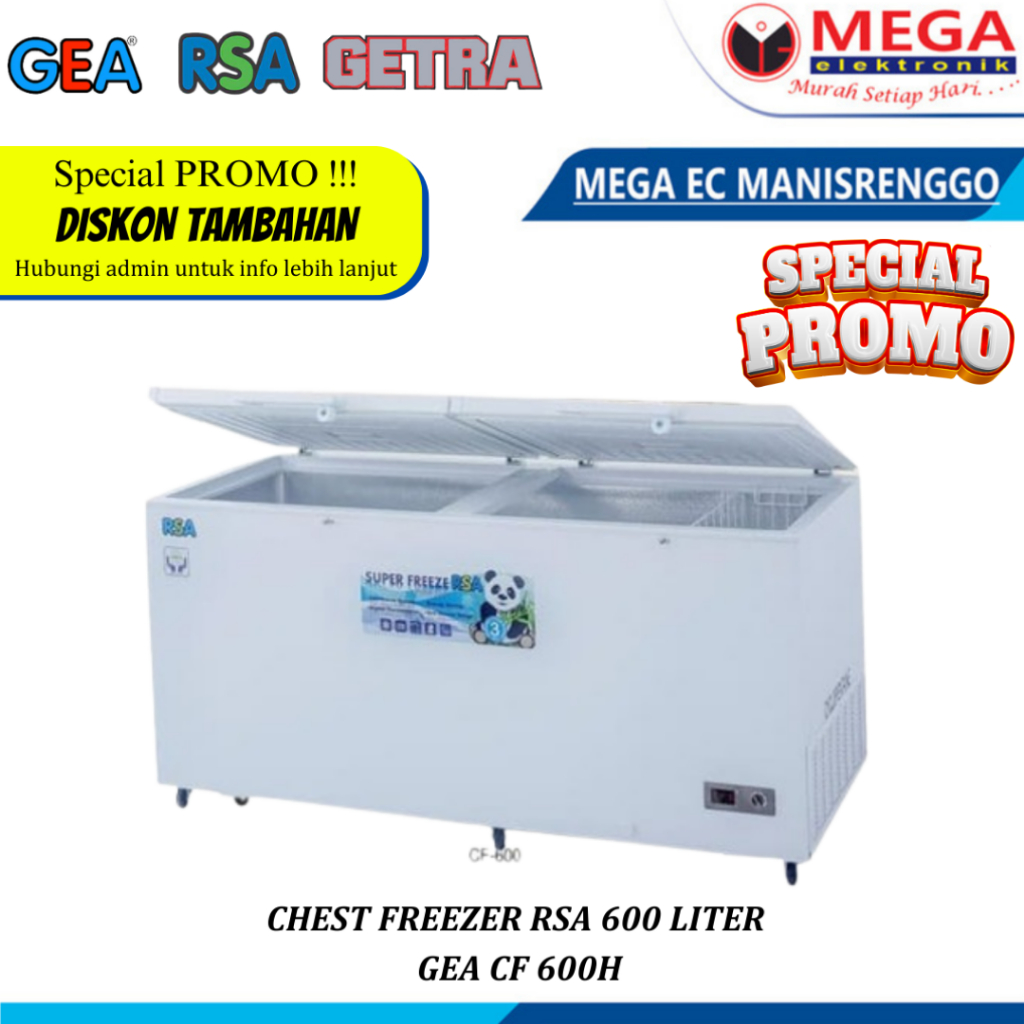 Jual CHEST FREEZER RSA GEA CF 600H / CF600H 500 LITER KOTAK PEMBEKU