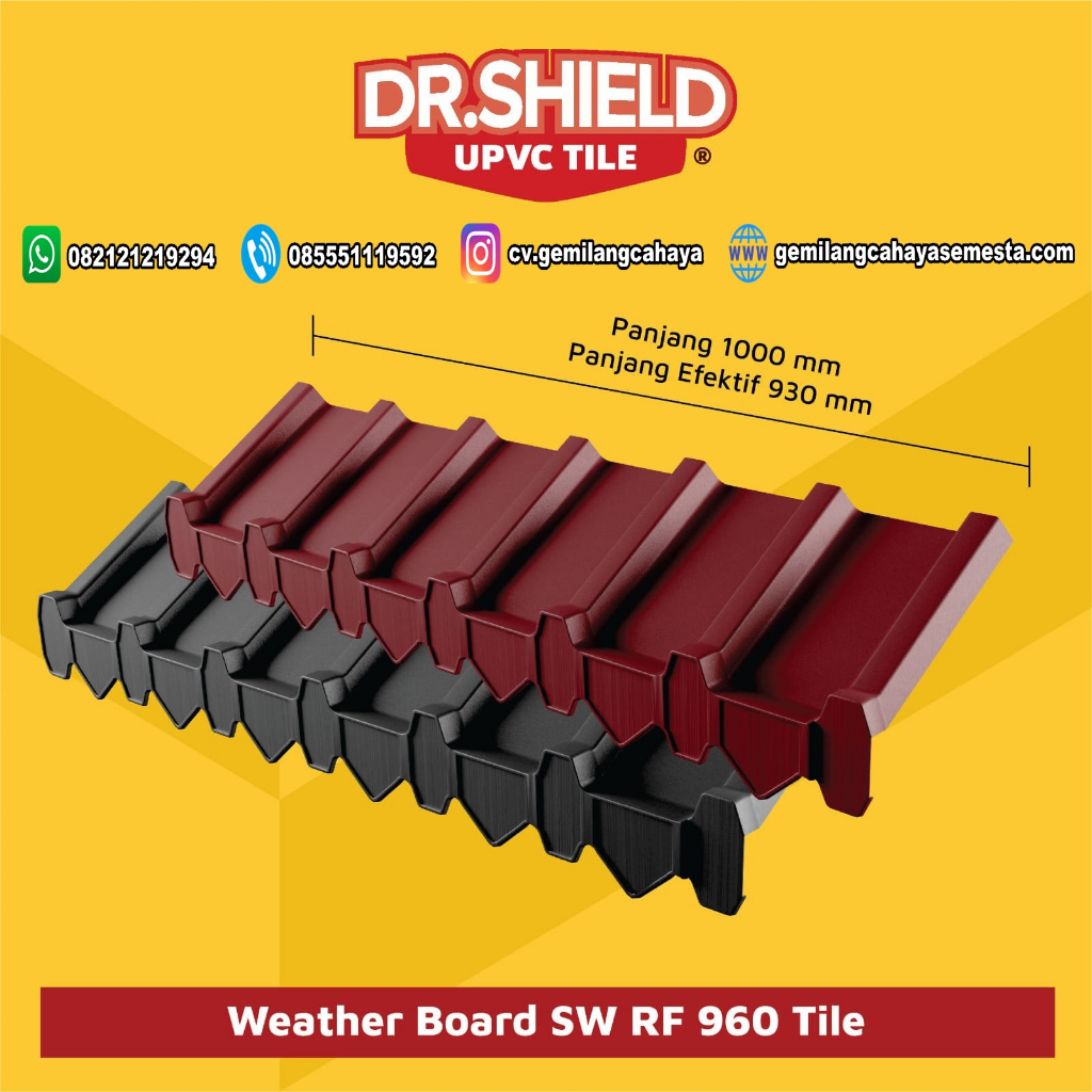 Jual Weather Board RF-960 TILE / UPVC ROOF / GENTENG UPVC | Shopee ...