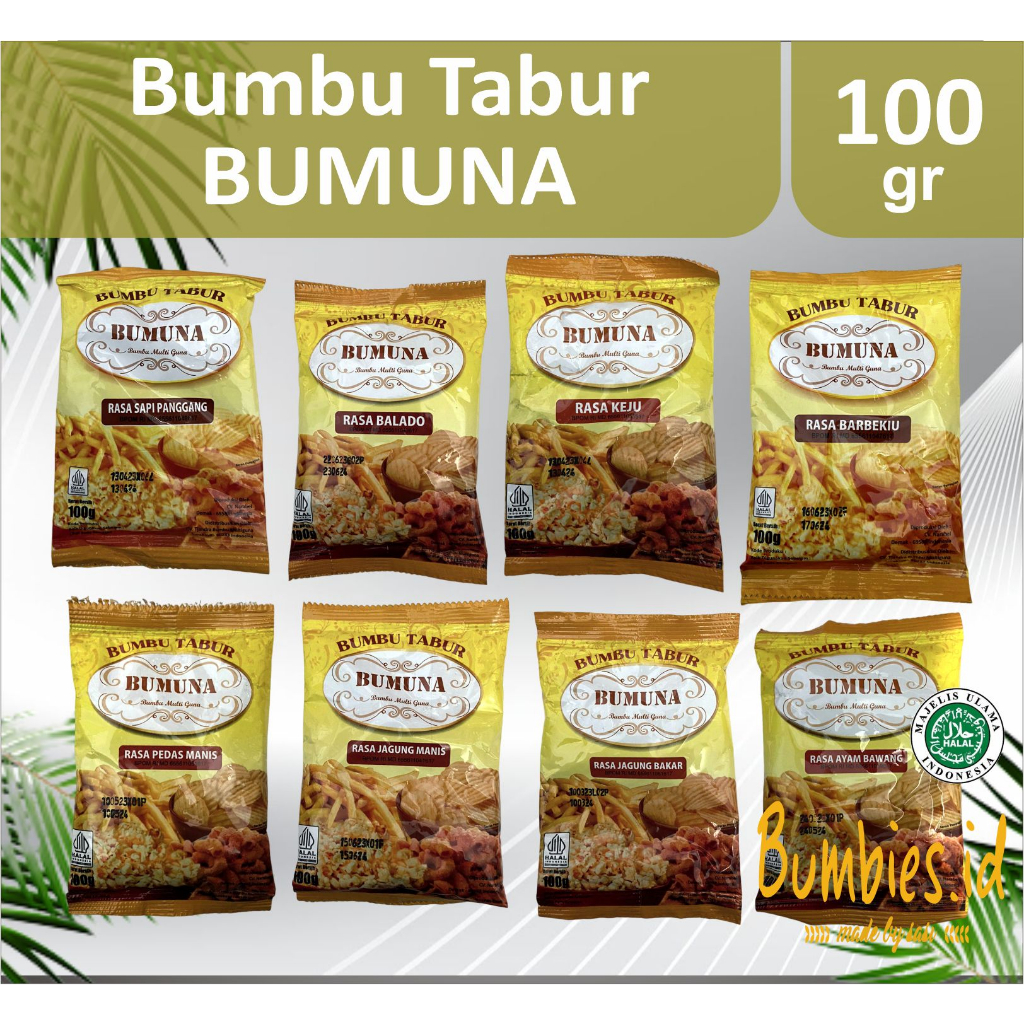 Jual Bumbu Tabur Bumuna Kemasan Plastik All Varian 100gram Bumbu Serbaguna Balado Keju Pedas 