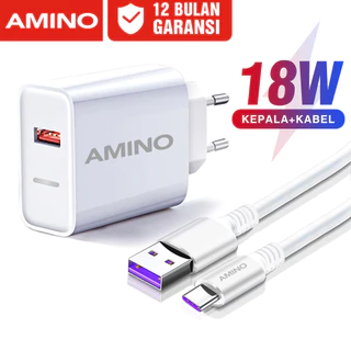 AMINO 3A 18W Fullset Adaptor Fast Charger 4A Type C Kabel /4A Micro USB Kabel / For Samsung Fast Charger / For OPPO Fast Charger Quick Charger USB Qualcomm QC3.0 VOOC 3.0 Ori