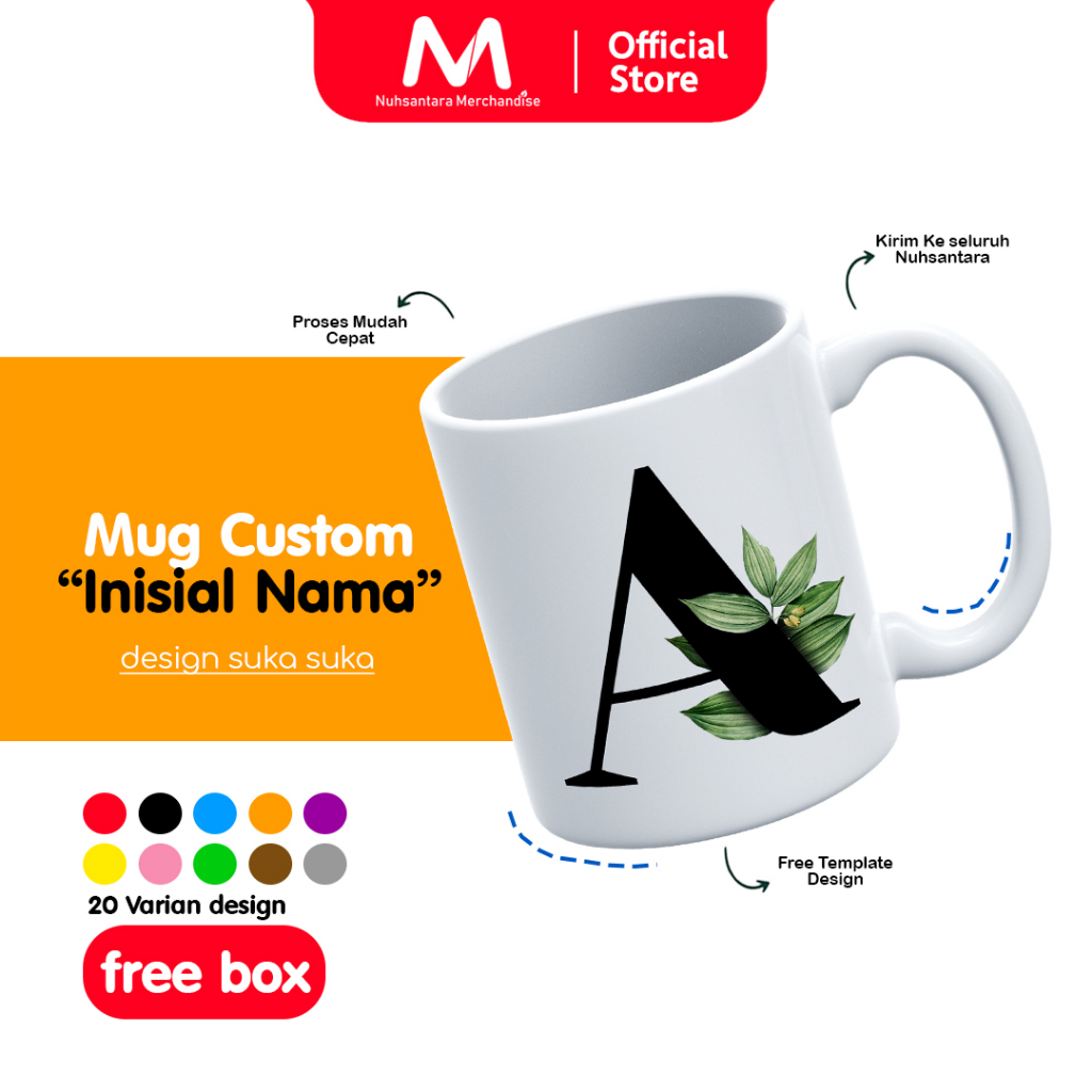 Jual MUG INISIAL NAMA / MUG CUSTOM NAMA / CETAK SOUVENIR MUG GELAS KADO
