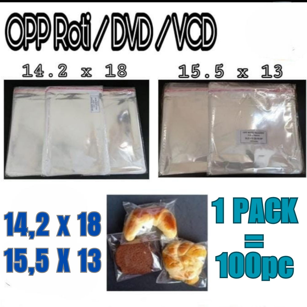 Jual Plastik Opp Roti Kue Cake Dvd Vcd 100 Lembar Plastik Seal Lem Opp 142x18 155x13 2368