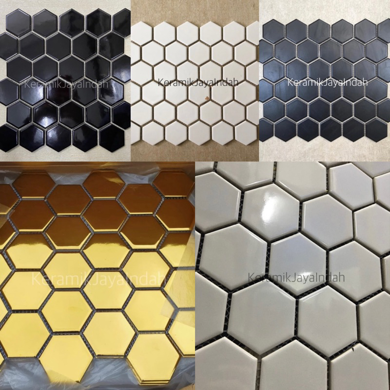 Jual KERAMIK MOZAIK MOZAIC MOSAIK MOSAIC TILES HEXAGONAL SEGI ENAM 5 CM ...