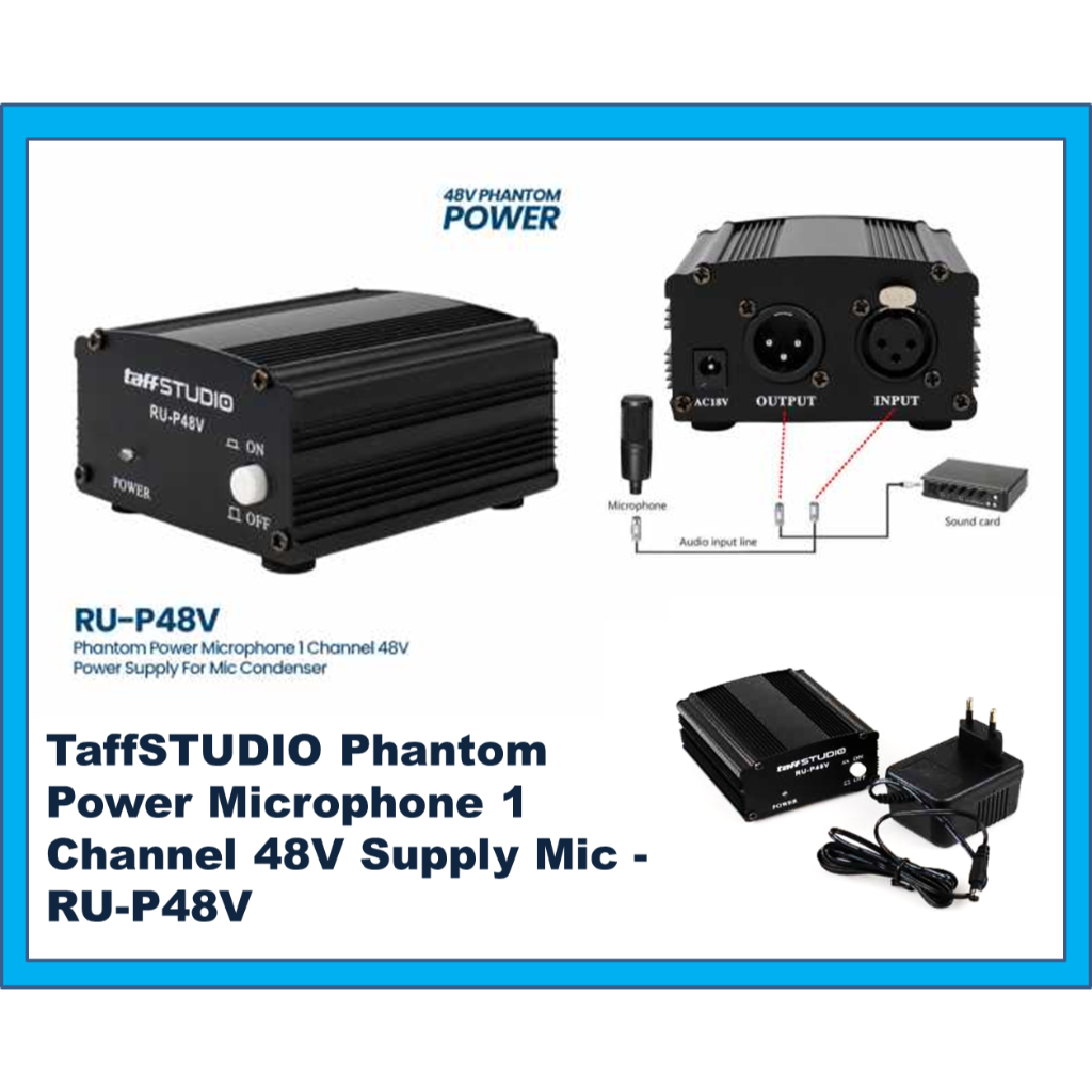 Jual Microphone 1 Channel Power 48V Supply Mic TaffSTUDIO Phantom Power