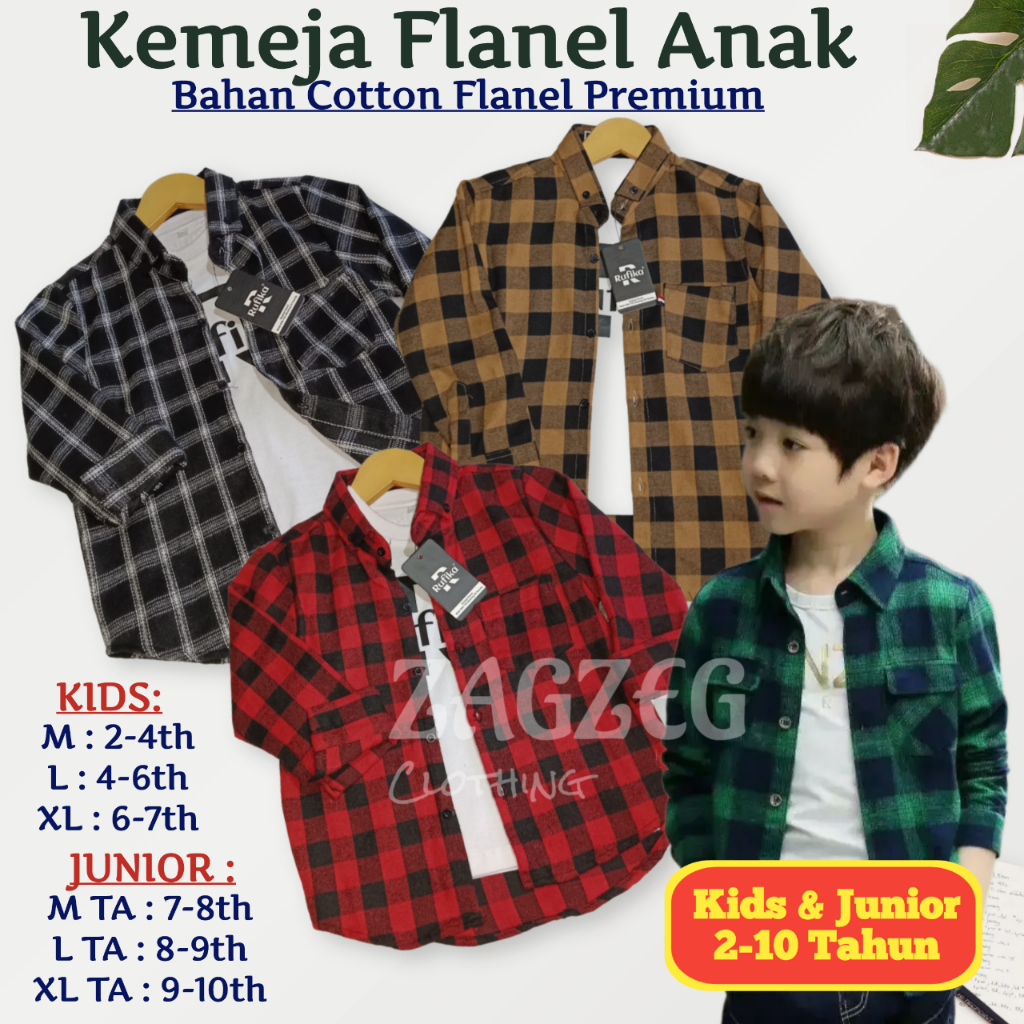 Jual Kemeja Flanel Anak Laki Laki dan Perempuan Baju Atasan Hem Planel