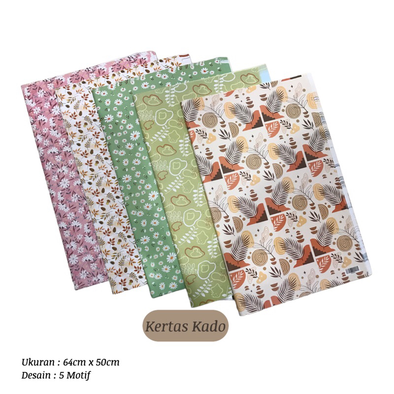 Jual Kertas kado / Kertas kado motif bunga / kertas kado motif daun ...