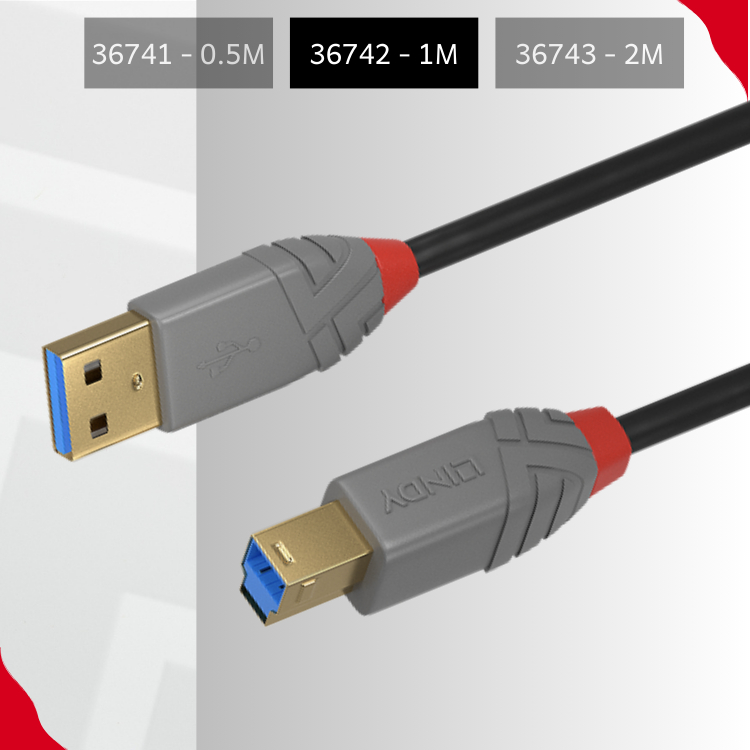 Lindy 3m USB 3.2 Type A Cable, 5Gbps, Anthra Line - View #3