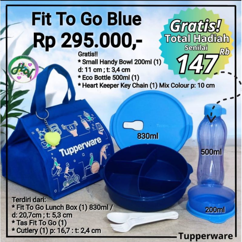 Jual fit to go 1 set biru dan orange new 2023 ORI Tupperware Shopee